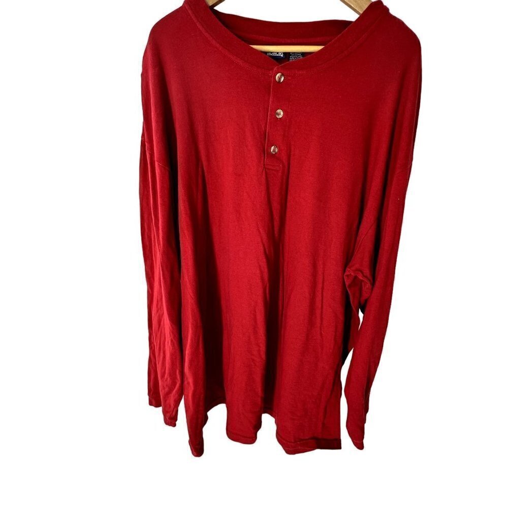 * Honors Long Sleeve Crew Neck 3 button Red T-Shirt Size 3XL